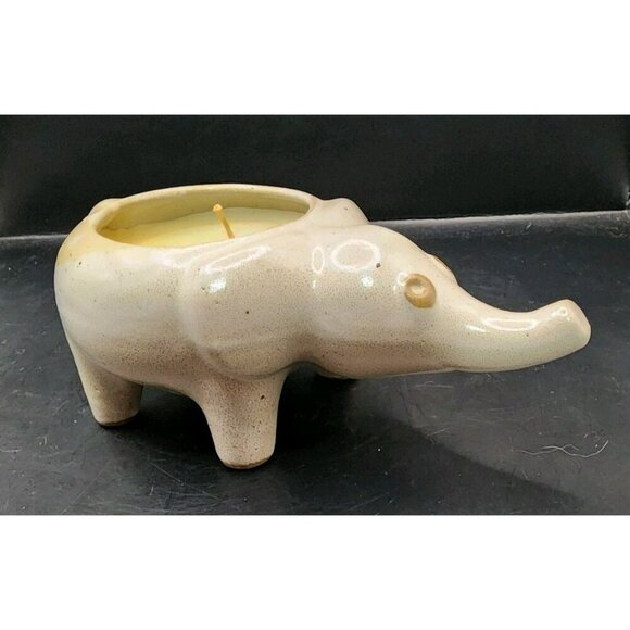 Vintage 1970's David Stewart LIONS VALLEY STONEWARE Elephant Mini Retro Candle - Picture 1 of 6